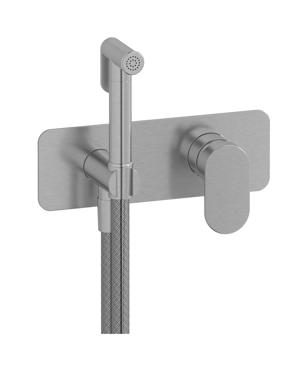 Внешние части гигенического душа со смесителем. WE ARE IB k2706ss Brushed Nickel K2