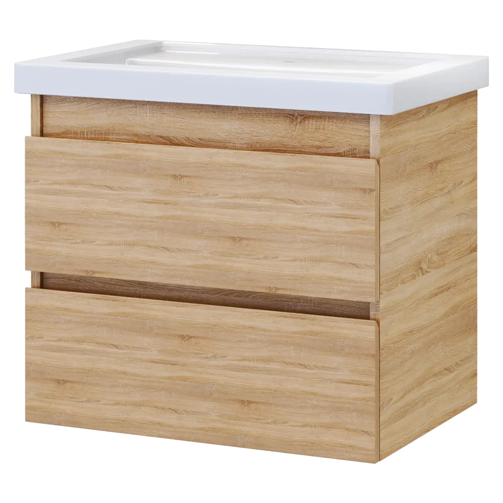 VIGO Подвесная тумба Matteo для ванной с двумя ящиками, дуб сонома 60 см 89050544 STLM-0989306 - Вид №5