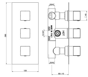 Термостатический встраиваемый смеситель для душа