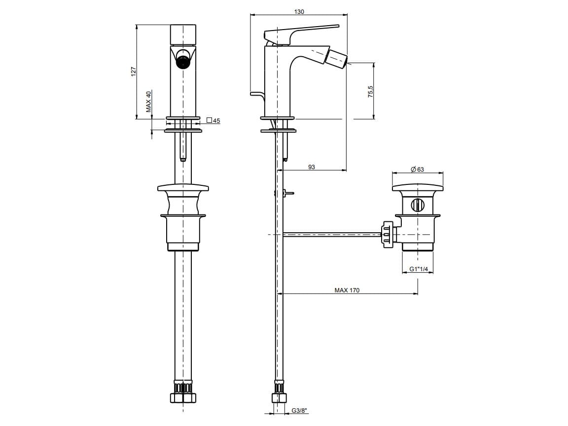 Однорычажный смеситель для биде с автоматическим сливом Rubinetterie Frattini Нарцисс ARCH-00132326 - Вид №10