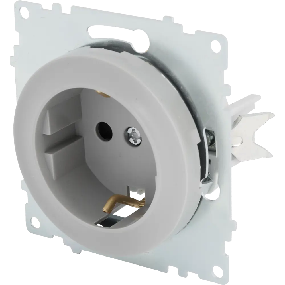 Розетка встраиваемая Onekey Florence с заземлением со шторками цвет серый ONEKEYELECTRO STLM-2084646 - Вид №3