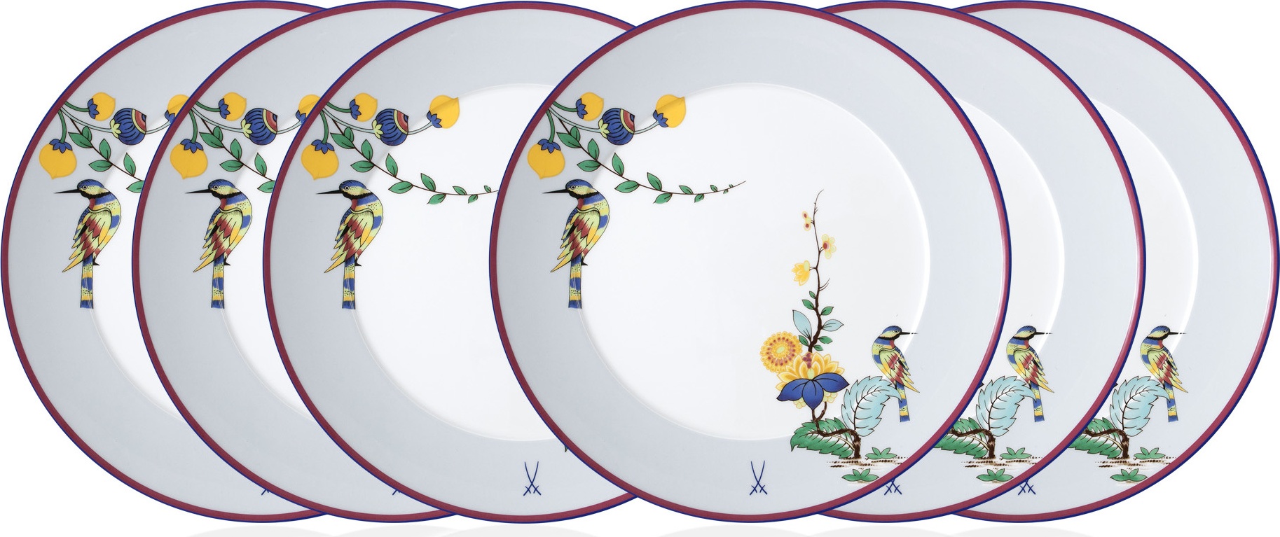 10669610 Meissen Набор тарелок обеденных Meissen "Коллаж. Мистический сад" 29см, 6шт Фарфор 