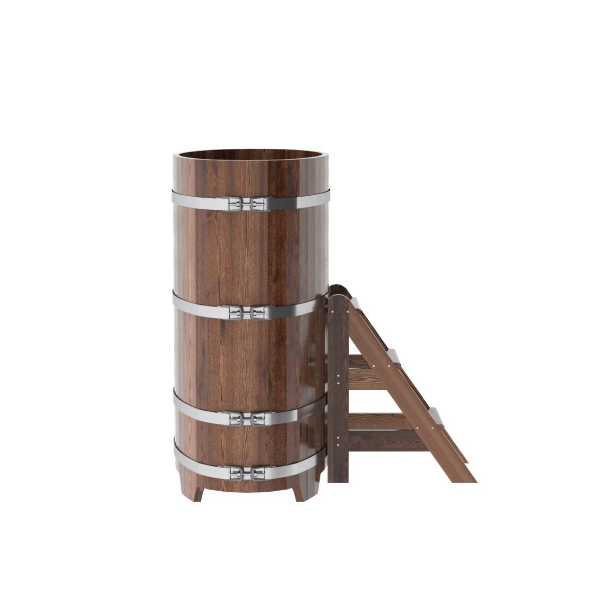 1140 Купель овальная из лиственницы 0,69х1,31х1,4 морёная премиум Alyarus  - Вид №2