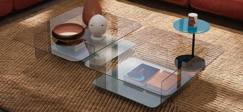 Natuzzi Прямоугольный стеклянный журнальный столик с журнальной полкой sun-id-1412820 - Вид №2