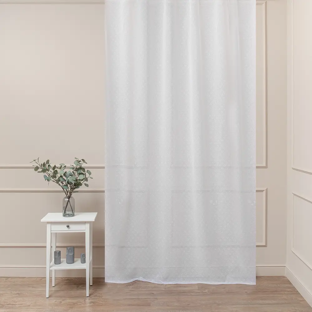 Тюль 1 м/п Колечки лен 280 см цвет серый TEX REPUBLIC STLM-2133643 - Вид №4