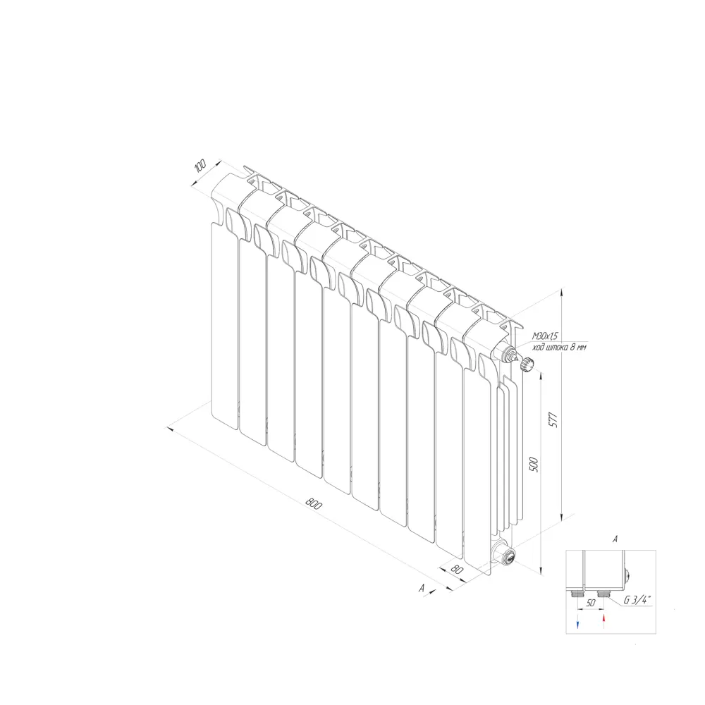 Rifar Monolit 500: Биметаллический радиатор с монолитным сердечником 18722917 STLM-0012196 - Вид №10