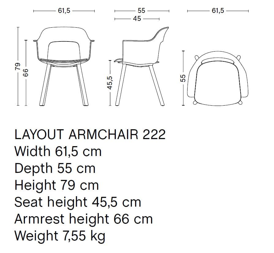 Подлокотник из полипропилена с деревянным сиденьем Hay макет ARCH-00040504 - Вид №11