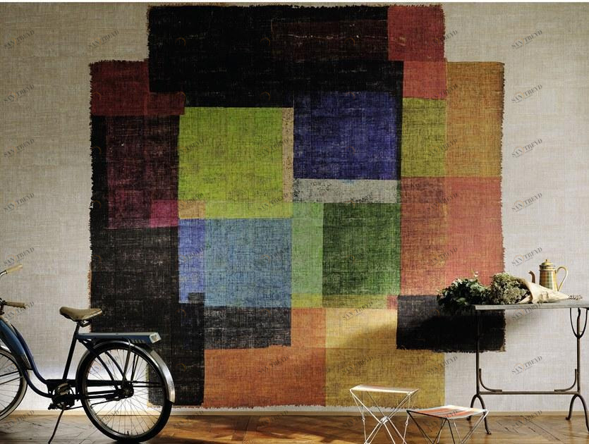 Élitis Панорамные моющиеся виниловые обои в клетку Raffia & madagascar sun-id-1418474