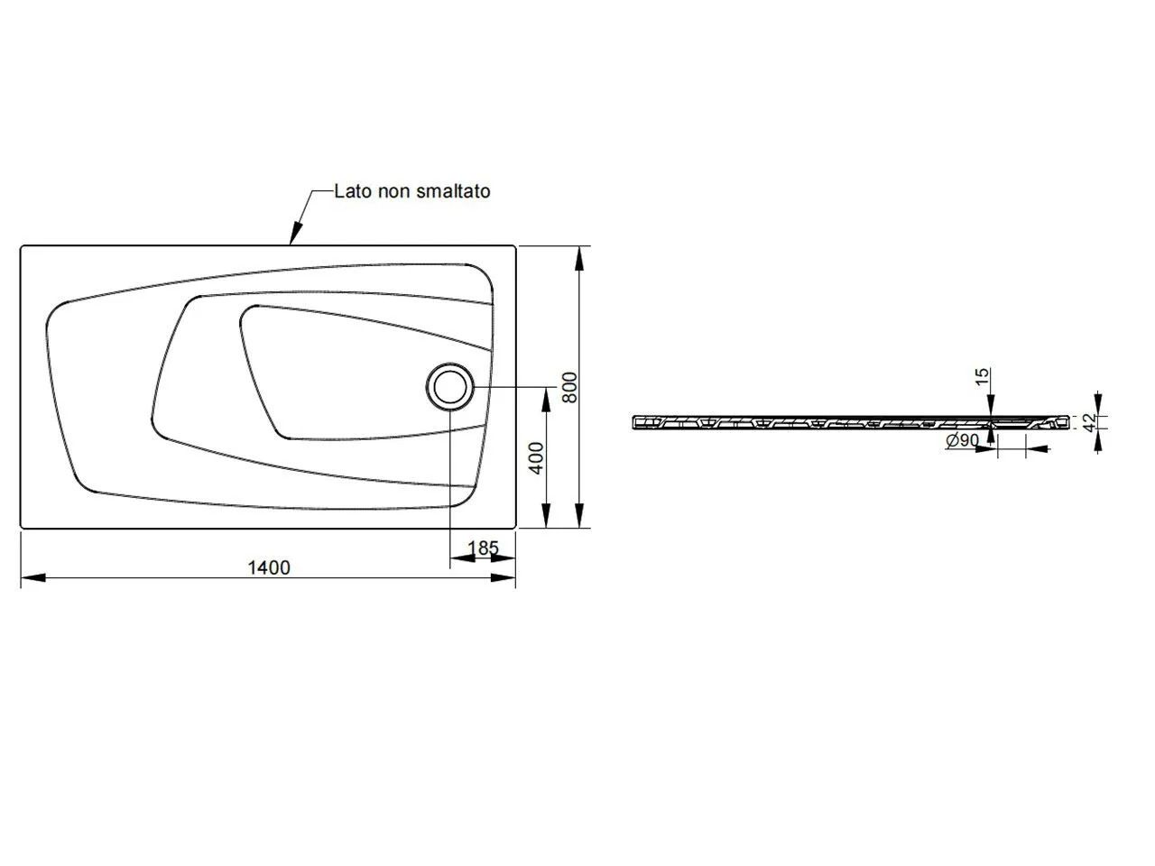 Керамический нескользящий прямоугольный поддон для душа Ceramica Dolomite за пределами ARCH-00148401 - Вид №113