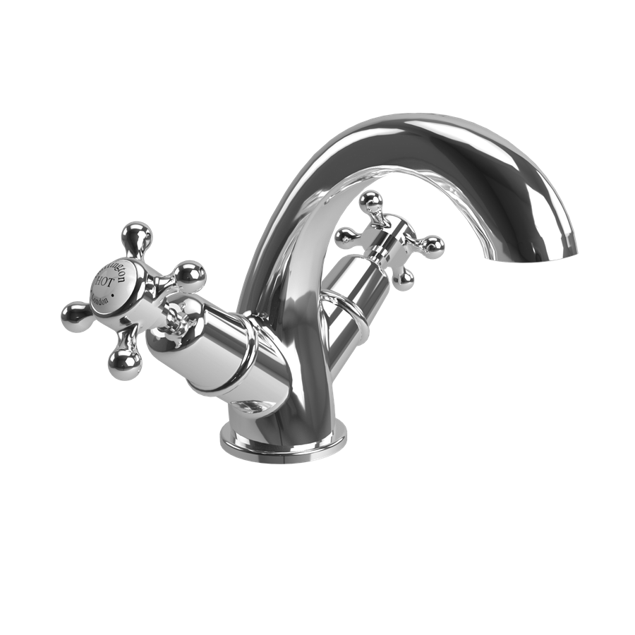 Burlington Claremont Смеситель для раковины Claremont Mono Четвертьоборот с белым акцентом в Chrome CL45-QT 