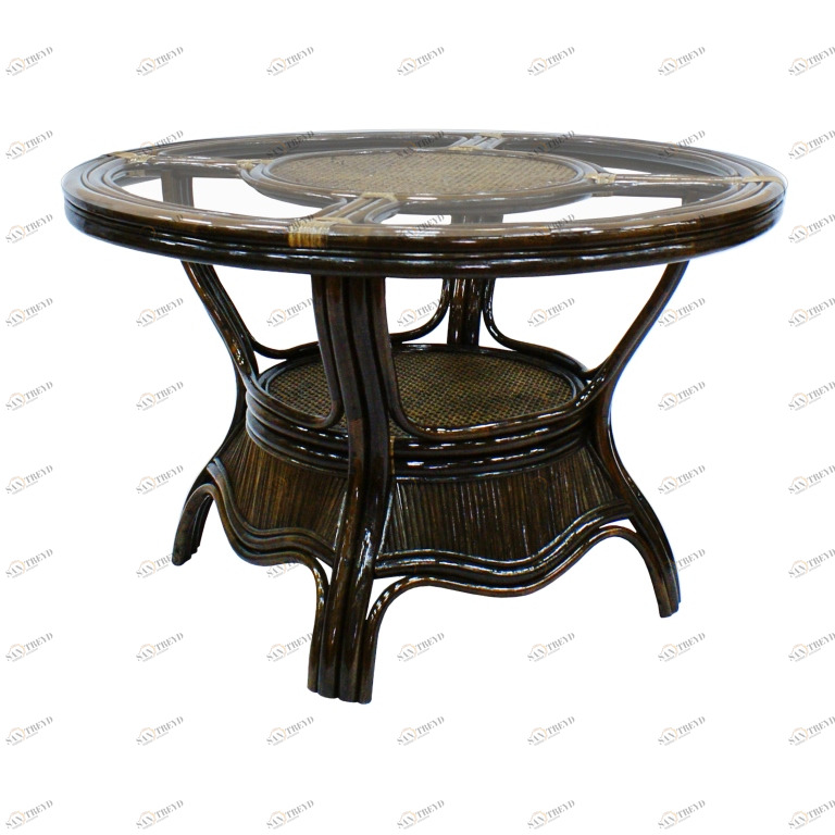 Стол обеденный стеклянный, ротанг Waves ЭКО ДИЗАЙН ПЛЕТЕНАЯ 009731 Бежевый;коричневый 