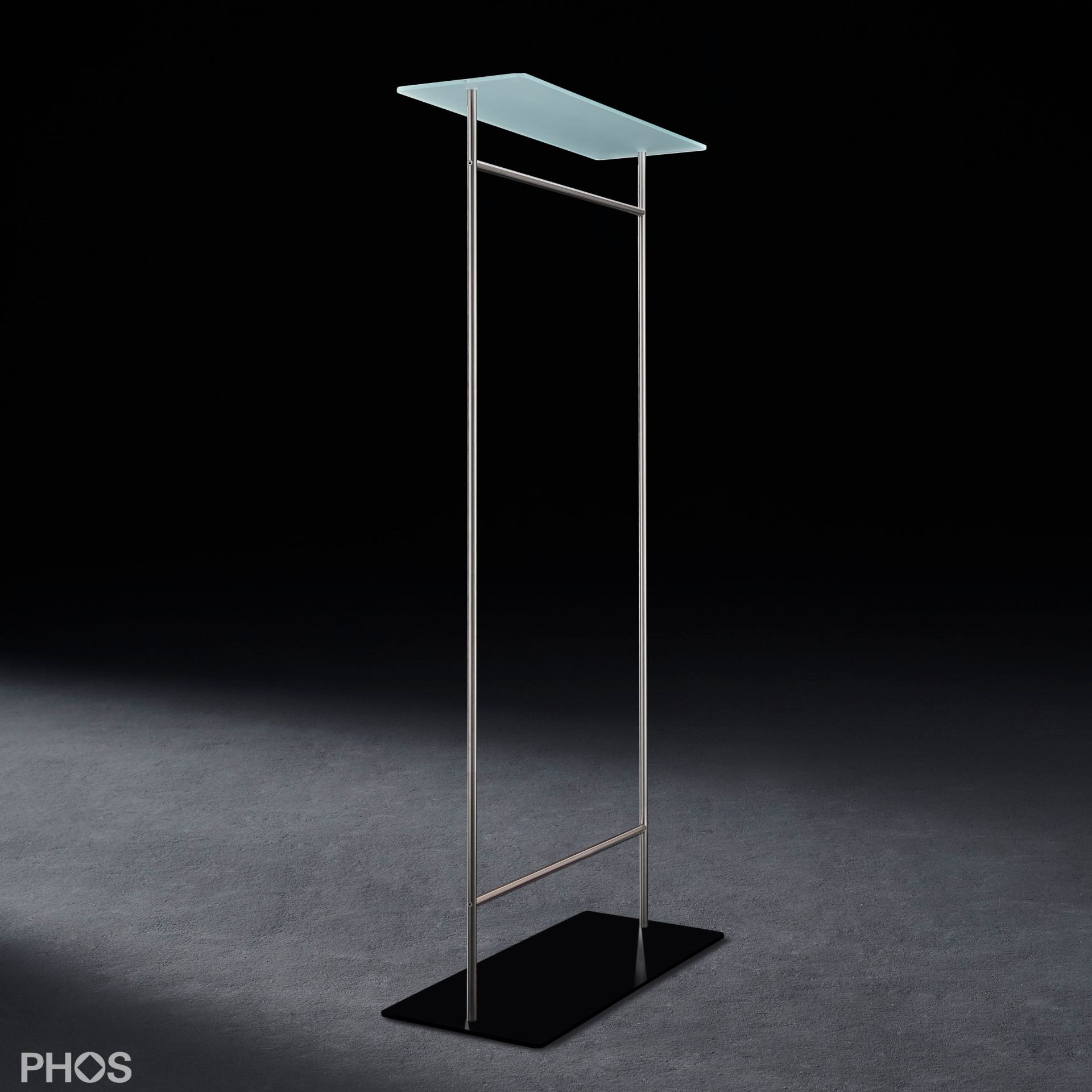 GST2G-BPS Шкаф-двойка с гладкой платяной штангой и стеклянной полкой, основание: черное. PHOS 