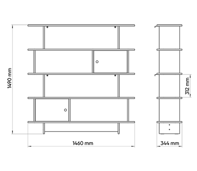 Стеллаж открытый с двумя дверцами 146 см Line L белый ELLIPSE ELLIPSE LINE 257705 Белый Santreyd  - Вид №1