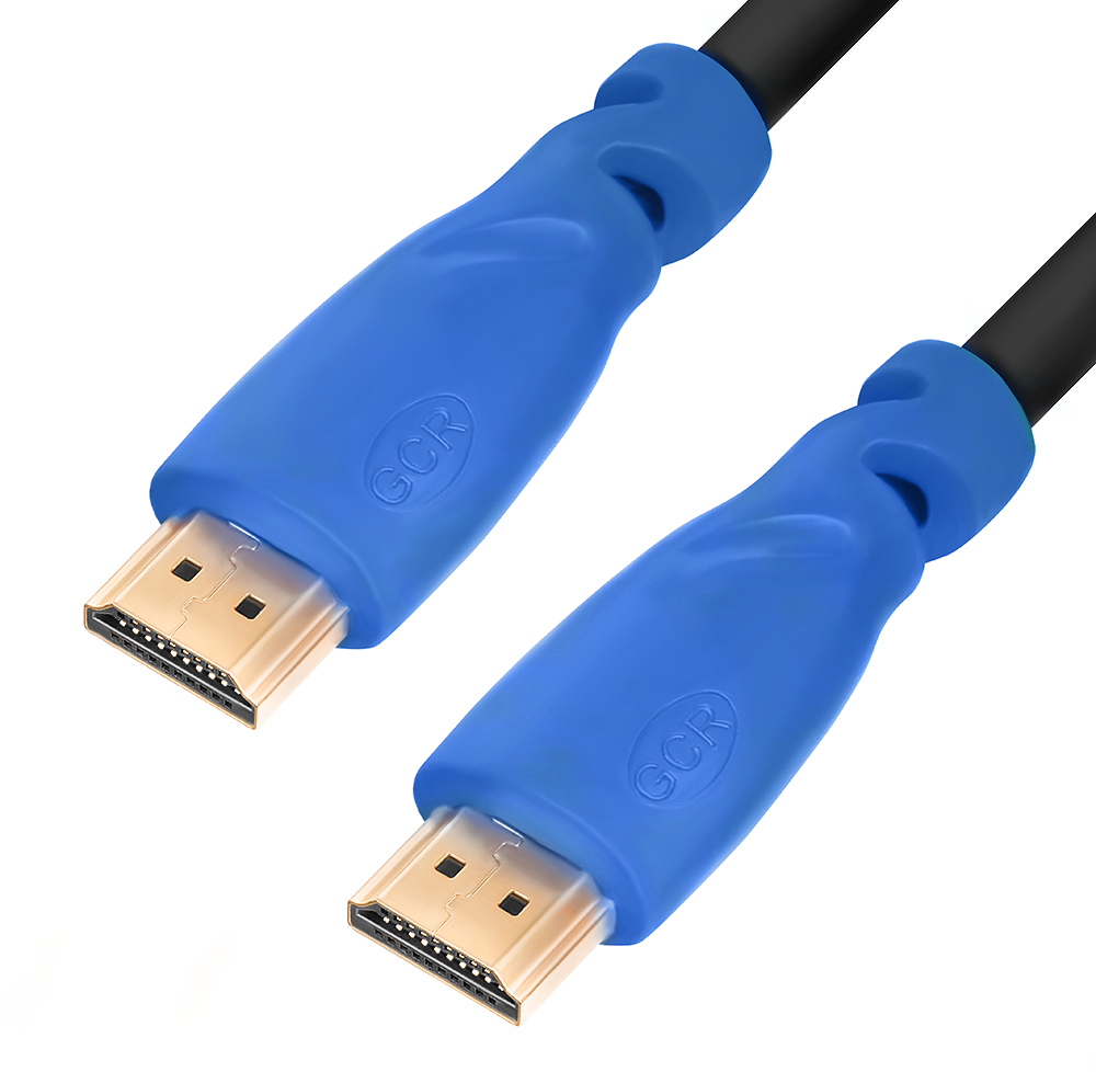 GCR-HM330-0.3m кабель 0.3m hdmi версия 1.4, черный, синие коннекторы, od7.3mm, 30/30 awg, позолоченные контакты, ethernet 10.2 гбит/с, 3d, 4k , экран Greenconnect Santreyd 