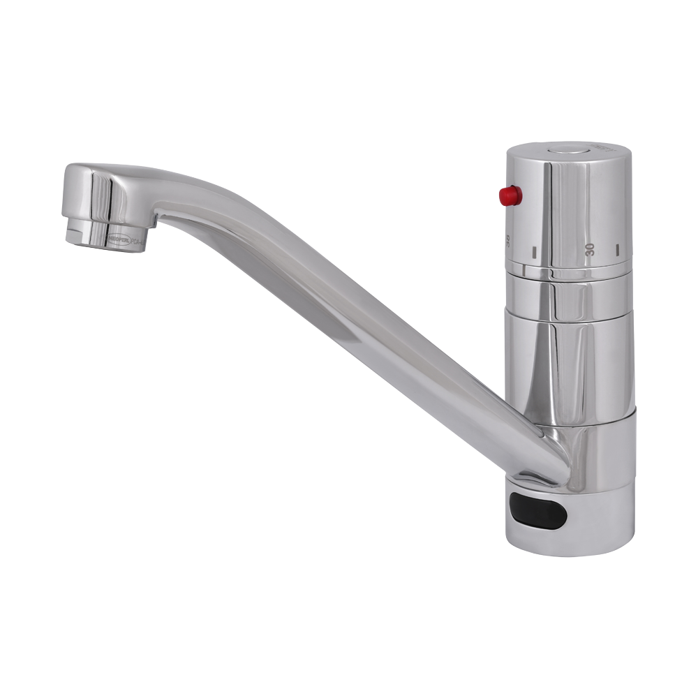 13242 Автоматический смеситель с настройкой воды термостатической головкой, длинное плечо вытекания, 6 В SANELA 