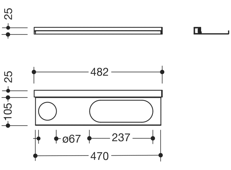 950.13.0007 Профиль для умывальника с полкой HEWI USA Produkte  - Вид №1