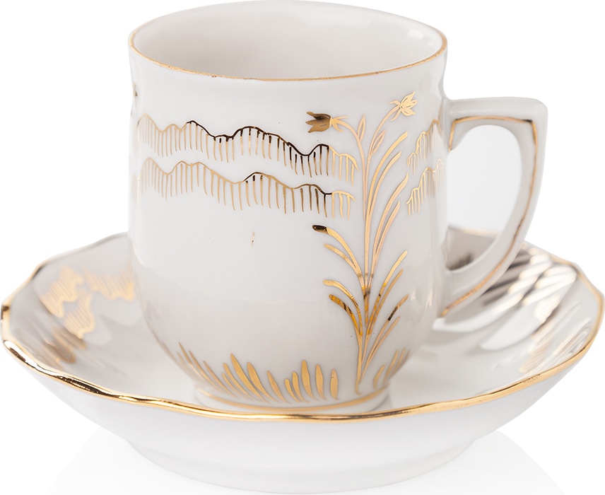 10617381 Мануфактуры Гарднеръ в Вербилках Чашка с блюдцем 100 № 12 "Сувенирная" Фарфор, Керамика 