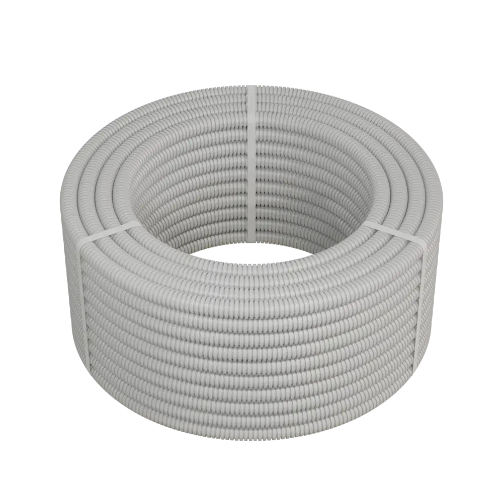 Труба гофрированная Экопласт D20 мм 50 м ПВХ легкая с протяжкой цвет серый STLM-2096780 - Вид №1