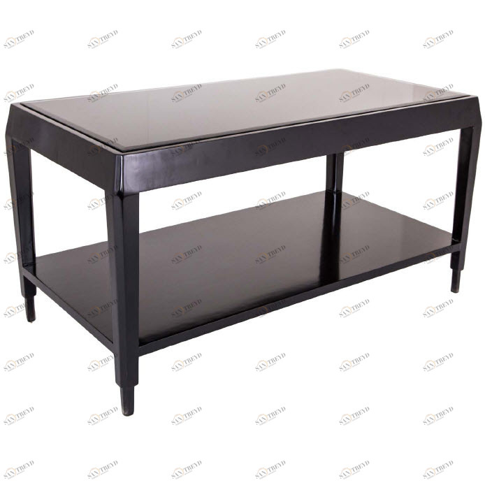 Журнальный столик черный с полкой и стеклянным топом Beaumont RVASTLEY PUSHA 062868 Черный 