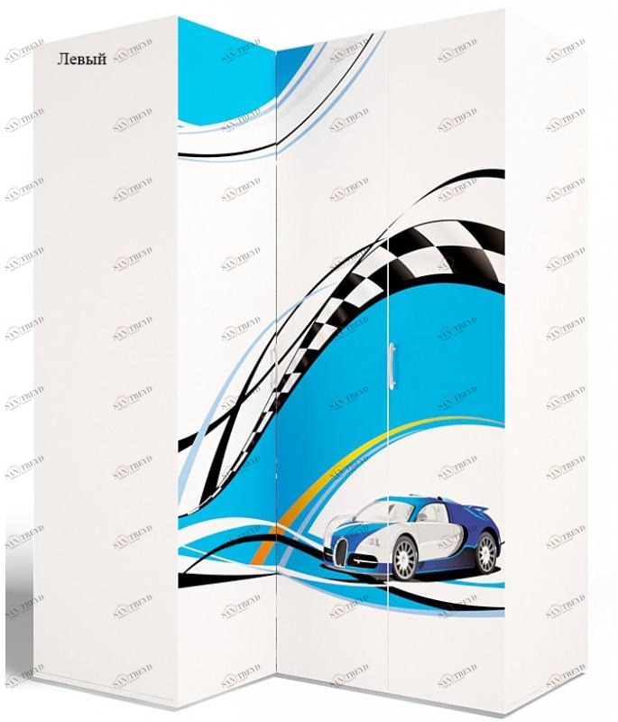 Шкаф угловой ABC-KING , гармошка La-Man голубой левый 4631147955975