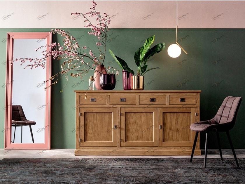 Devina Nais Комод с 3 дверцами и 4 ящиками из массива дерева English sun-id-1451225