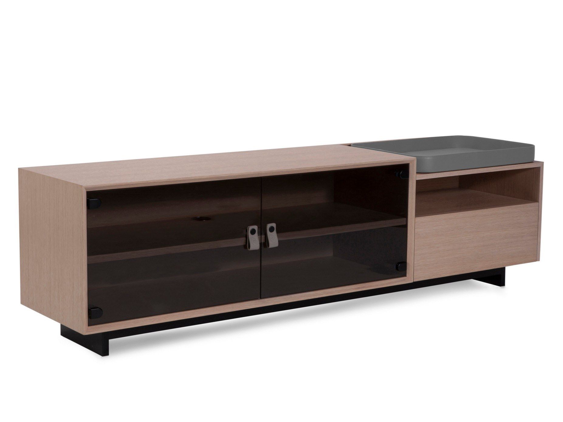 Шкаф для телевизора из шпона со стеклянными дверцами Duvivier Canapés JEAN ARCH-00033746 - Вид №9