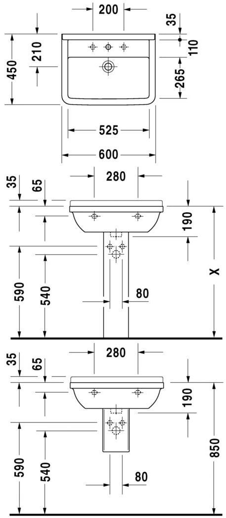030060 Подвесная раковина настенная овальная Duravit Starck 3 белая - Вид №1