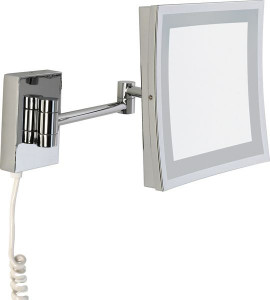 HE8800/WITHLED Sanibano, настенное квад. зеркало с 3-х крат. увелич. и LED подсвет.(с проводом и вилкой), цвет хром