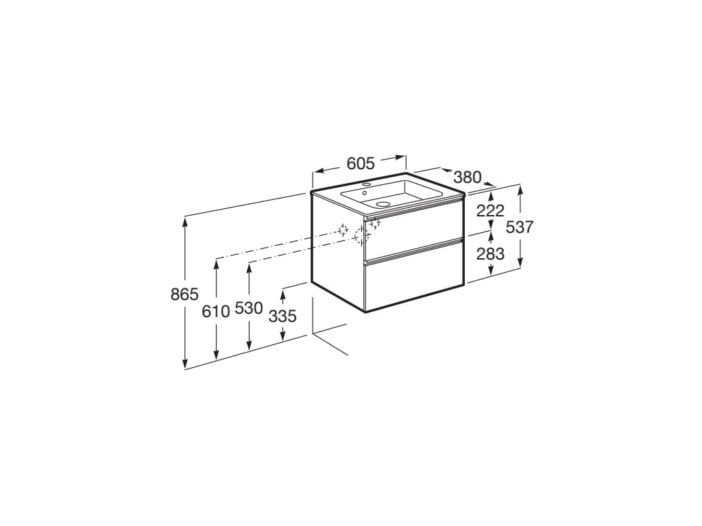 Деревянный подвесной шкаф для умывальника со встроенной раковиной с ящиками Roca The Gap ARCH-00072034 - Вид №93