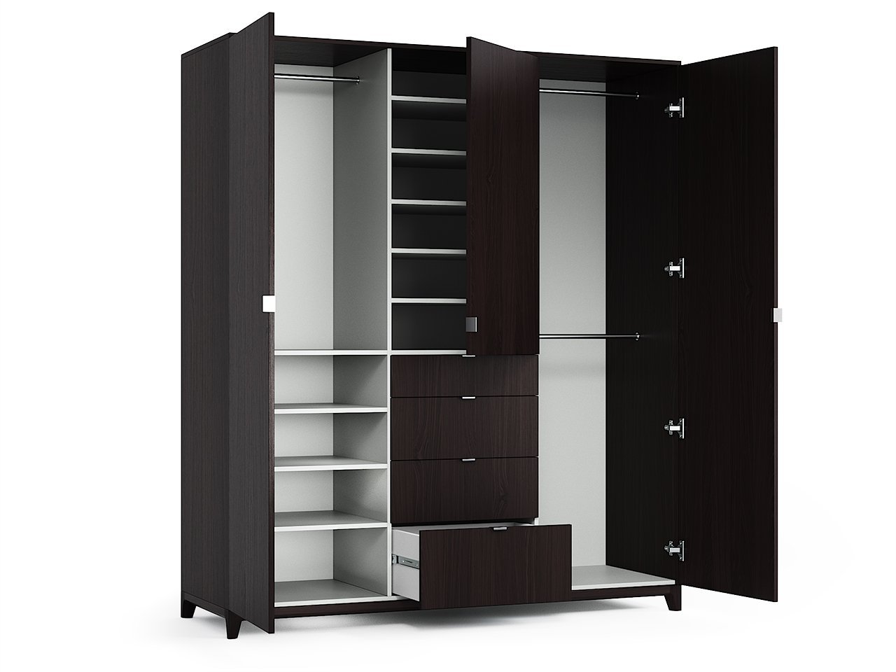 Шкаф трехстворчатый распашной дуб Венге Case №2 THE IDEA  210387 Венге;черный  - Вид №2