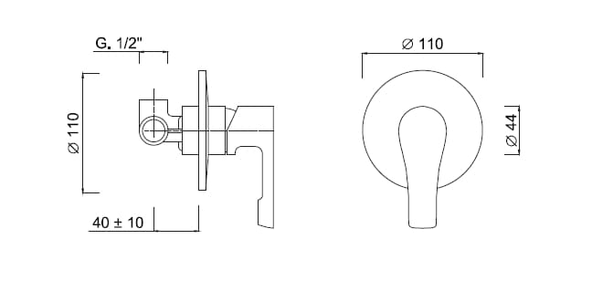 Встраиваемый однорычажный смеситель для душа Rubinetteria Giulini Ego ARCH-00065606 - Вид №2