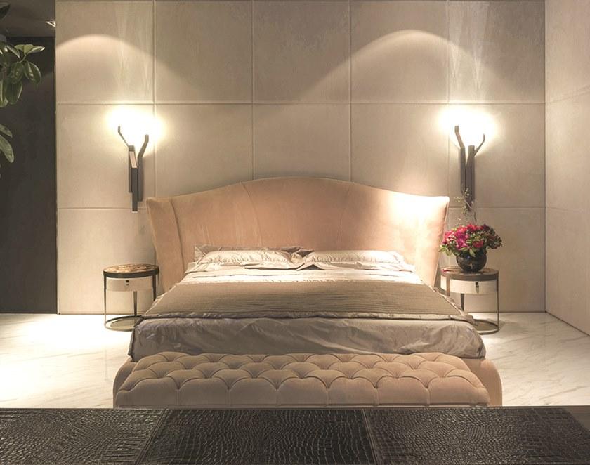 Longhi Двуспальная кровать из кожи с обитым изголовьем Loveluxe W 805 - Вид №1