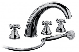 15531 / D Палубная ванна на пять отверстий и смеситель для душа с набором для душа. Bongio Axel