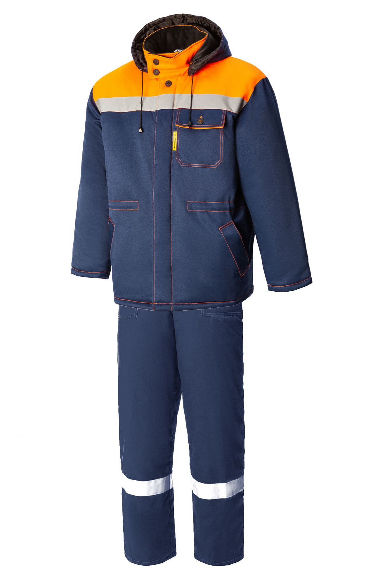 5035014 Костюм КОММУНАЛЬЩИК НЬЮ утепленный темно-синий оранжевый  Зимняя спецодежда  размер 56-58/182-188 