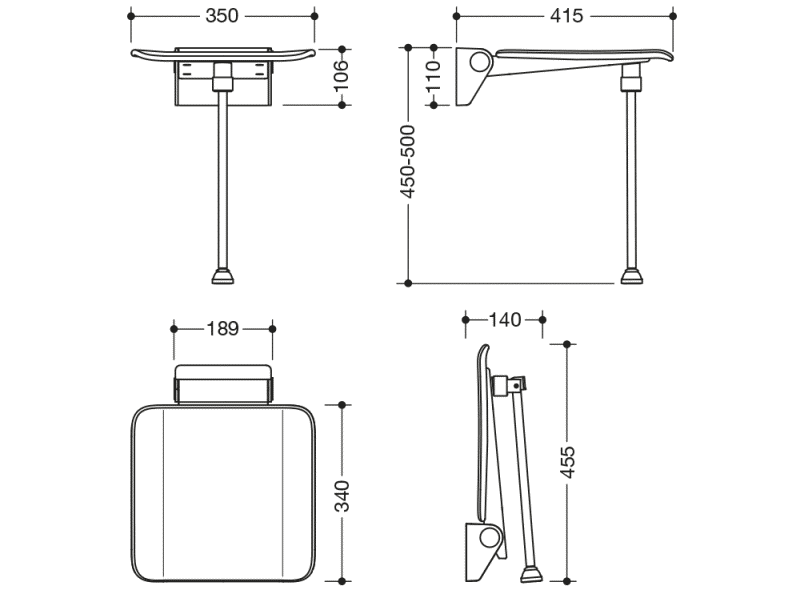 900.51.20140 складное сиденье HEWI System 900 - Вид №2