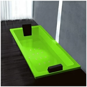 Ванна Gruppo treesse Quadra 180 V078C-SX-SZ салатовая с золотой фурнитурой и аэромассажем прямоугольная встроенная левая