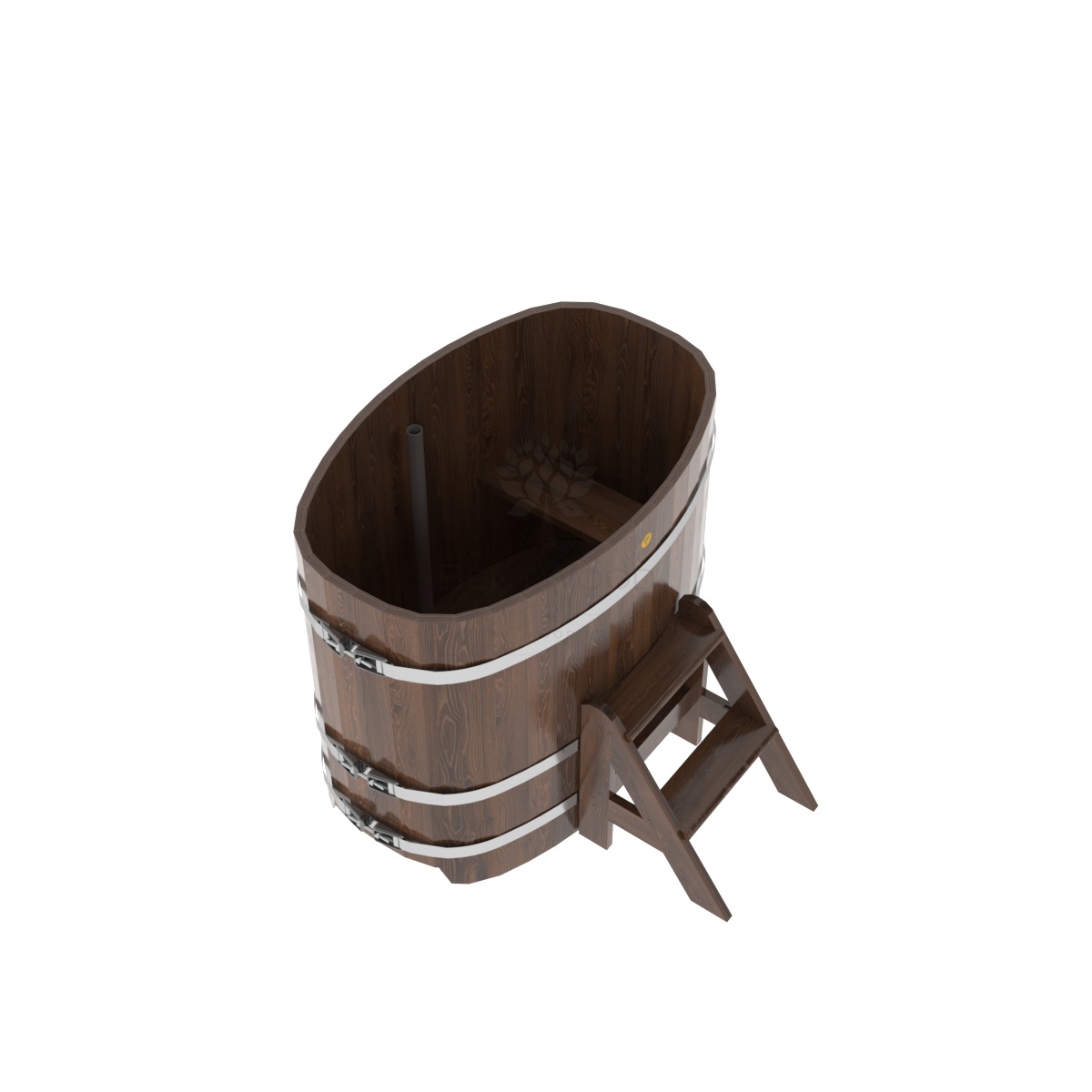 1257 Купель овальная из дуба 0,76х1,16х1,0 морёная Alyarus  - Вид №1