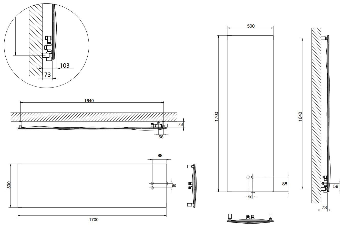Нержавеющая сталь горизонтальный полотенцесушитель Cordivari Design Inox Style ARCH-00104251 - Вид №2