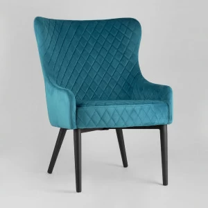 Кресло мягкое с ушами темно-бирюзовое вельветовое "Ститч" STOOL GROUP ДИЗАЙНЕРСКИЕ 00-3881937 Зеленый