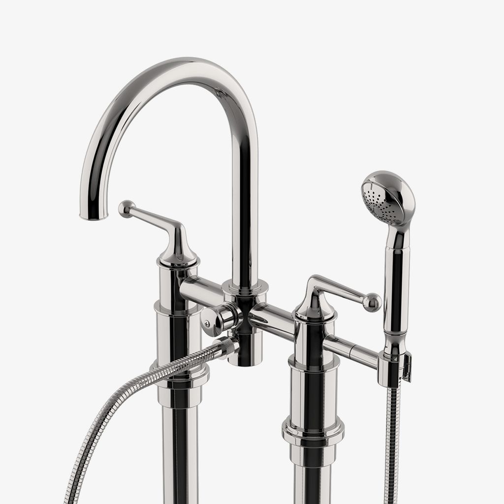 DSXT70 Напольный наполнитель для открытых ванн, устанавливаемый на торпедо, с металлическим ручным душем и ручками Waterworks Dash - Вид №1