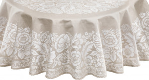 10652887 Яковлевский жаккард Скатерть круглая Яковлевский Жаккард Лесной Букет d178см бежевая, хлопок Ткань
