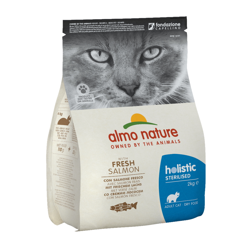 ПР0059750 Корм для кошек Holistic-Sterilised для кастрированных, лосось с рисом сух. 2кг Almo Nature 