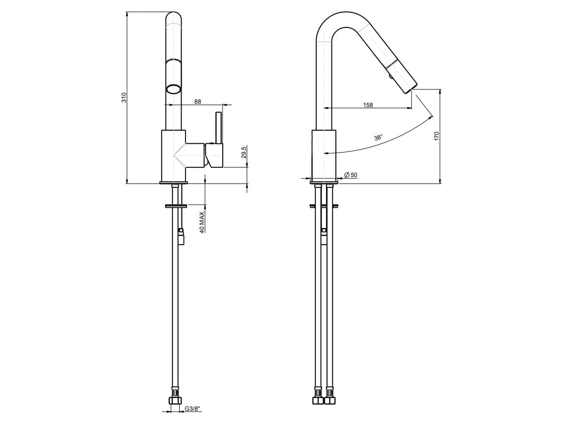 Смеситель для кухни с одной ручкой Rubinetterie Frattini Pepe XL ARCH-00098829 - Вид №2