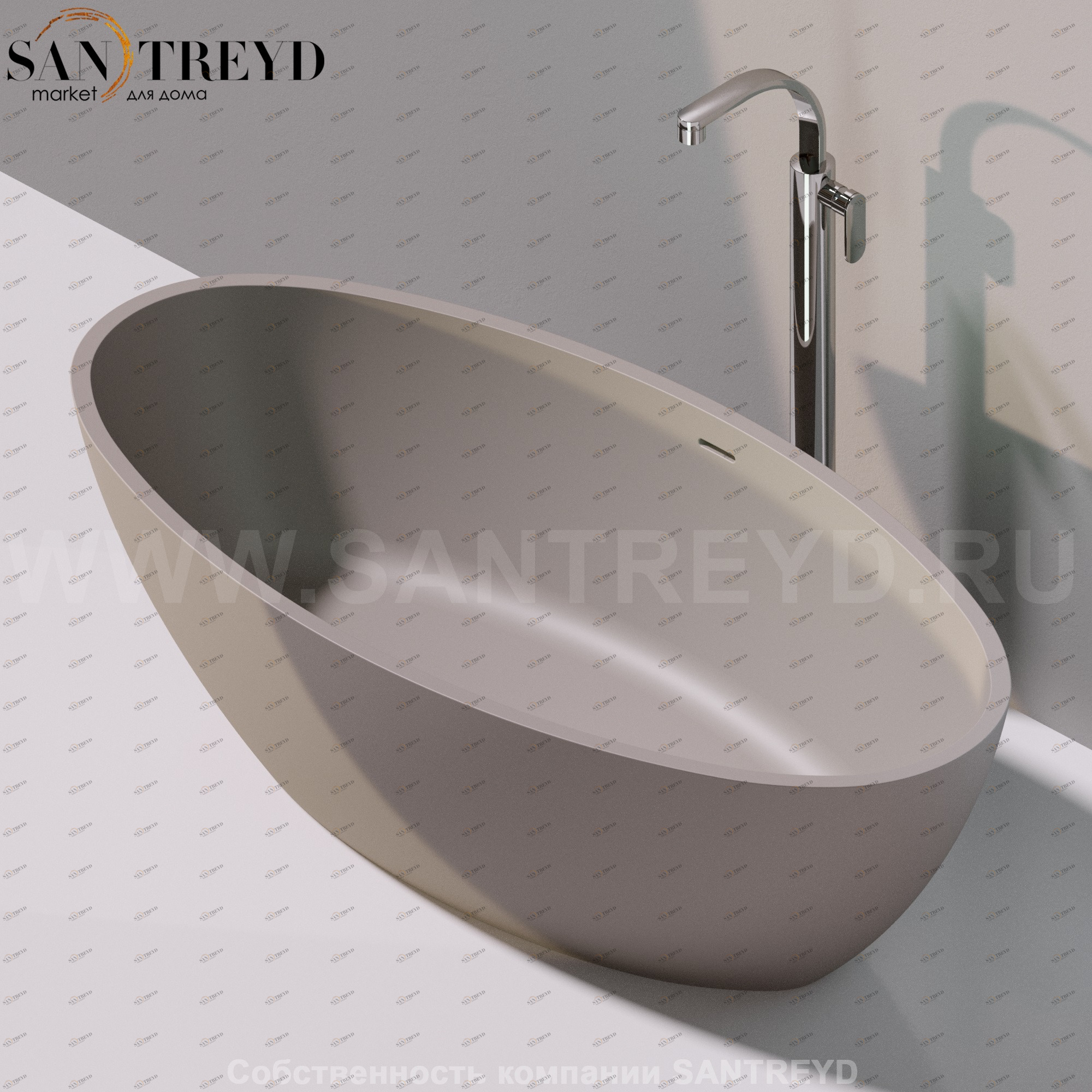 Flaminia APP Ванна свободностоящая 165 см серая AP165V.1019 Ceramica Flaminia AP165V1019