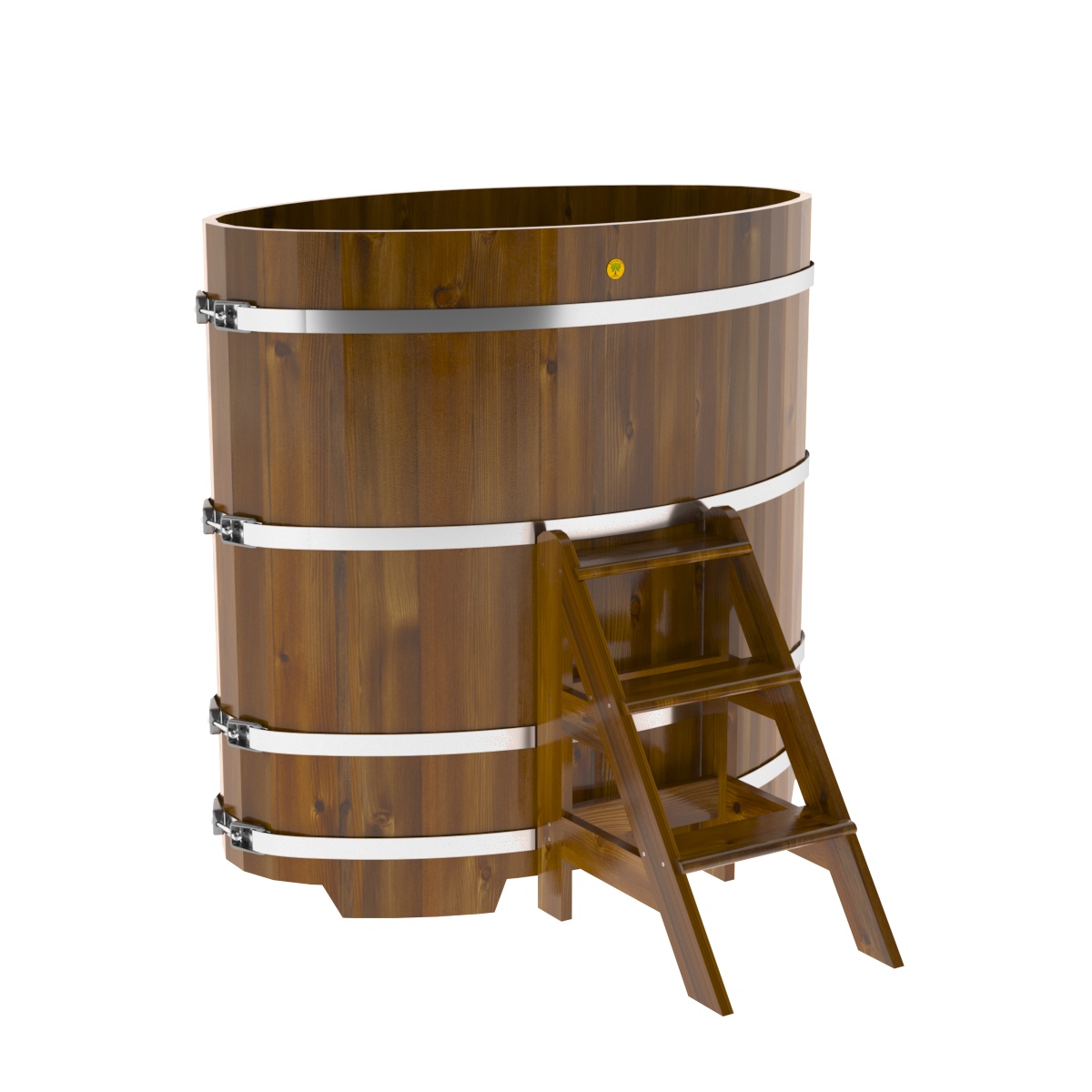 2269 Купель овальная из лиственницы Рустик 0,80х1,42х1,4 морёная Alyarus  - Вид №1