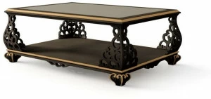 Carpanese Home Прямоугольный журнальный столик с зеркальной стеклянной столешницей Heritage 5032