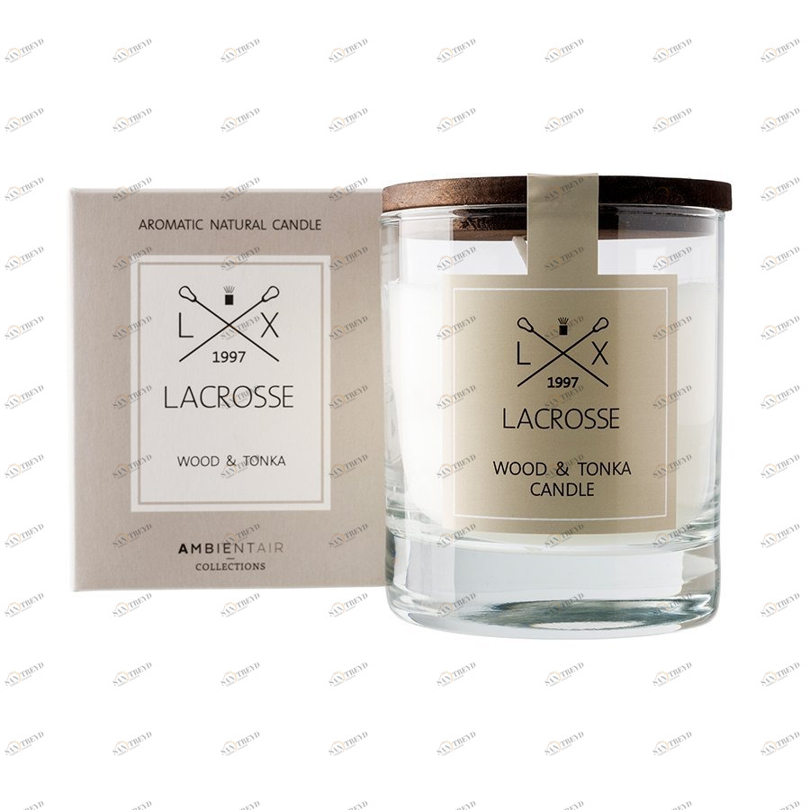 Свеча ароматическая в стекле круглая Lacrosse "Дерево и тонка" AMBIENTAIR  00-3894966 Бежевый 