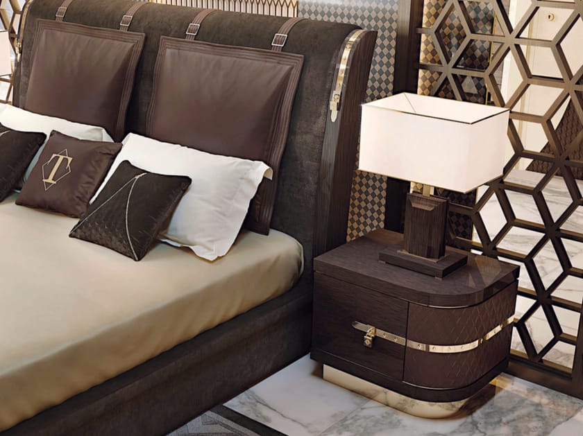 Прямоугольная кожаная прикроватная тумбочка для отеля Turri ARCH-00151455