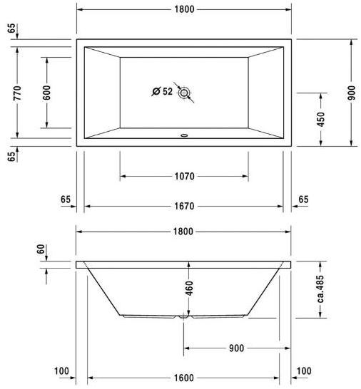 Duravit Прямоугольная встроенная ванна Starck 1 700052 - Вид №1