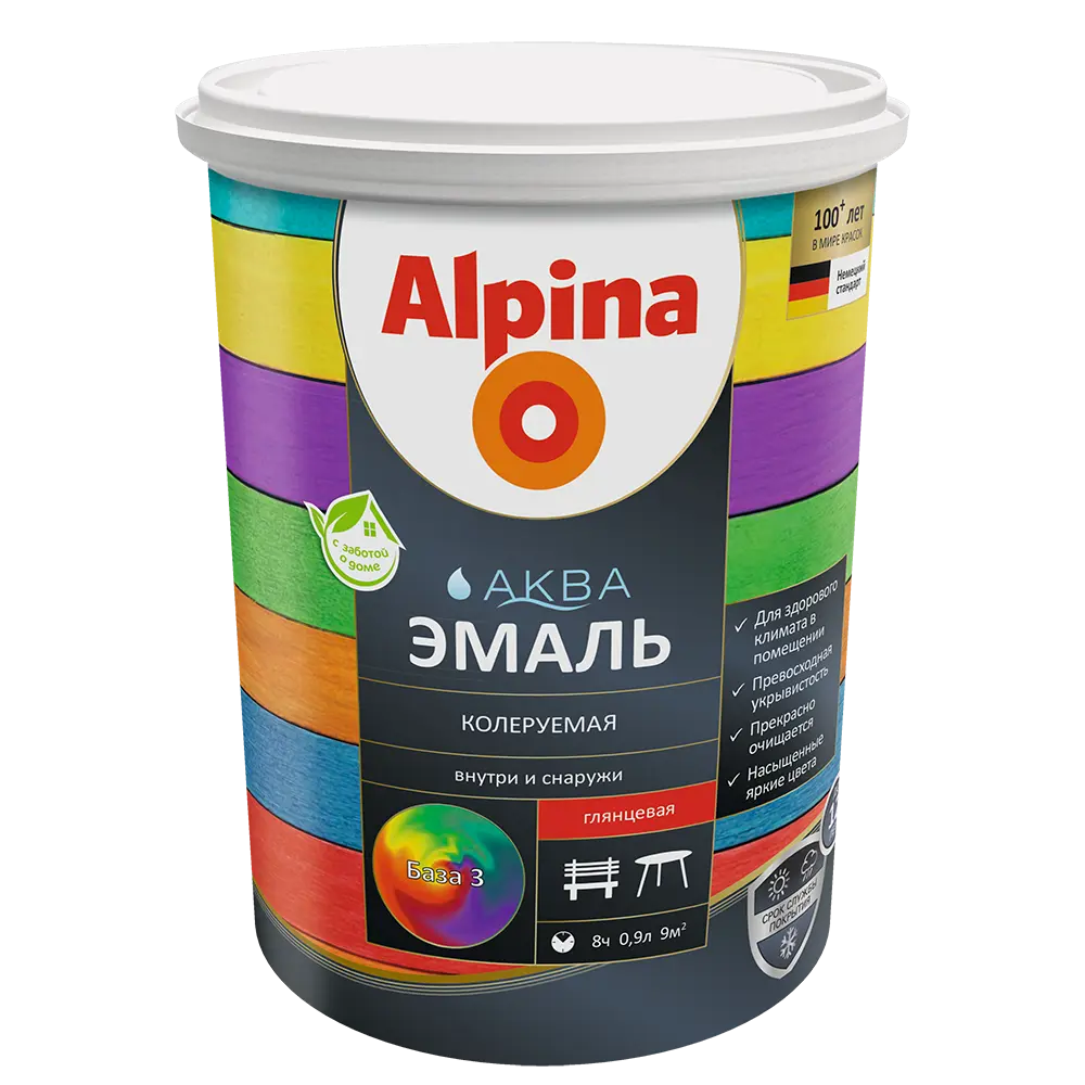 Эмаль Alpina Аква База 3 глянцевая цвет прозрачный 0.86 л STLM-2174538